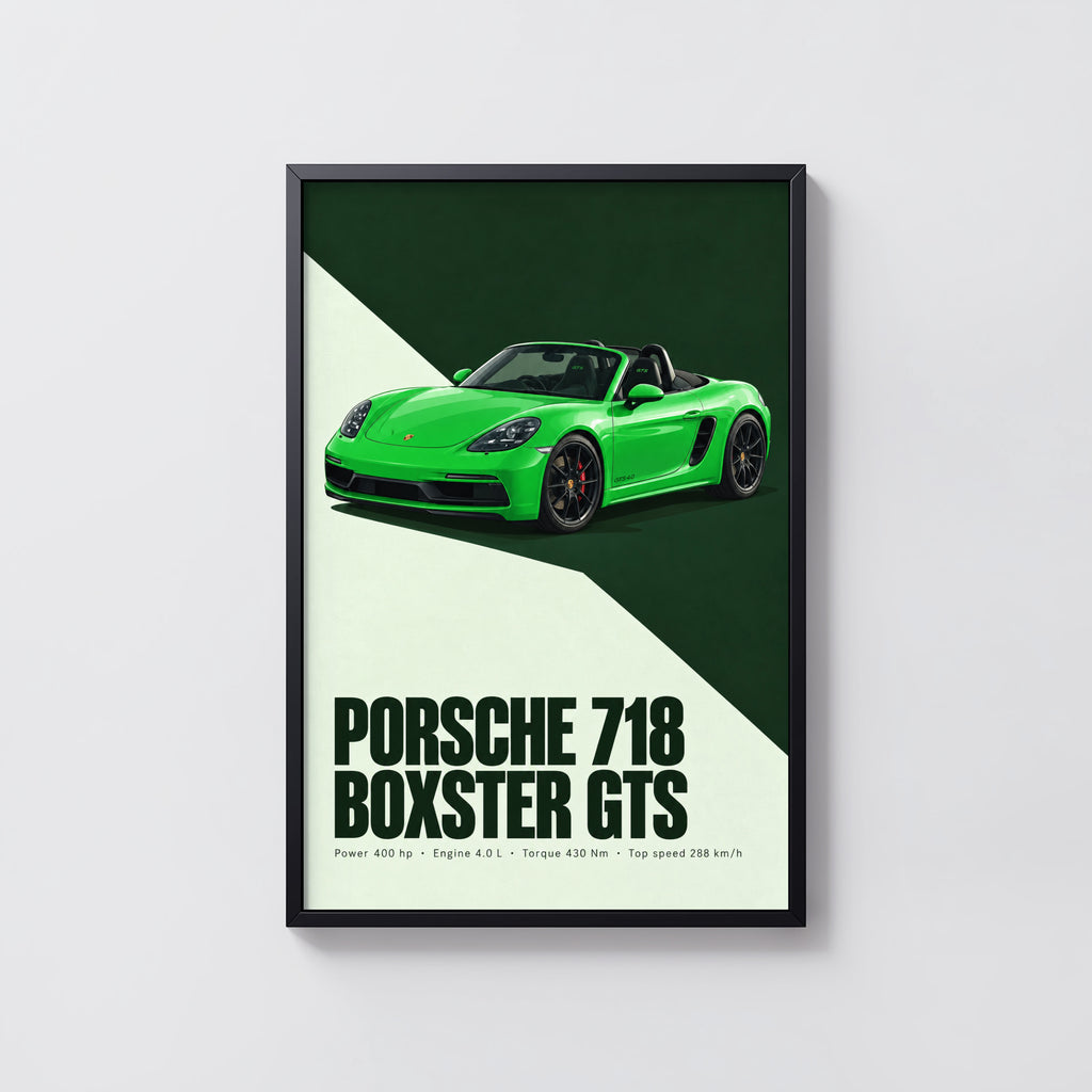 Vintage Porsche 718 Boxster GTS Print, Car Wall Art