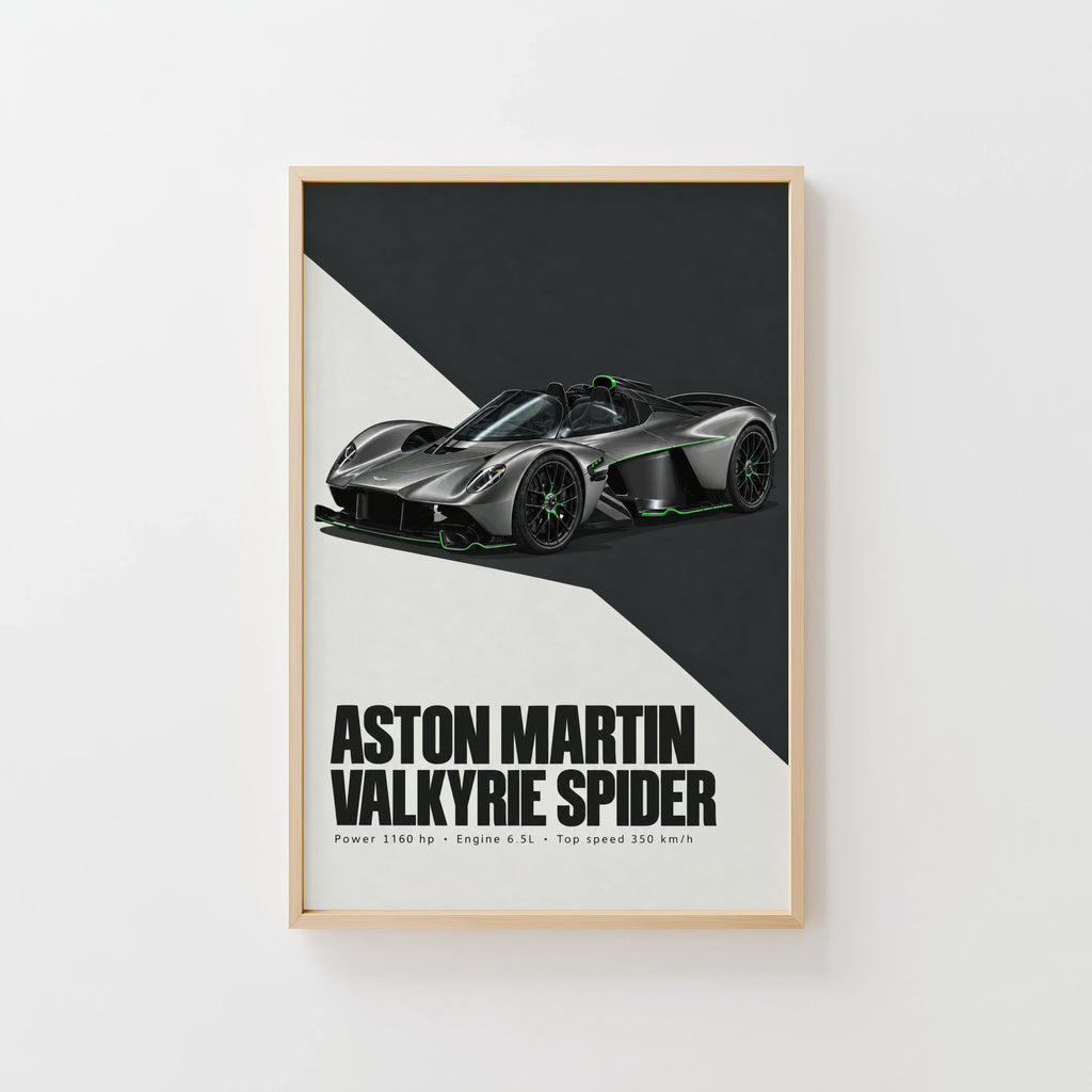 Vintage Aston Martin Valkyrie Spider Print Car Art