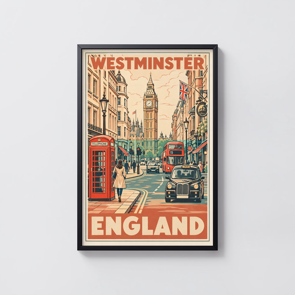 Vintage Westminster London Poster, England Wall Art Print