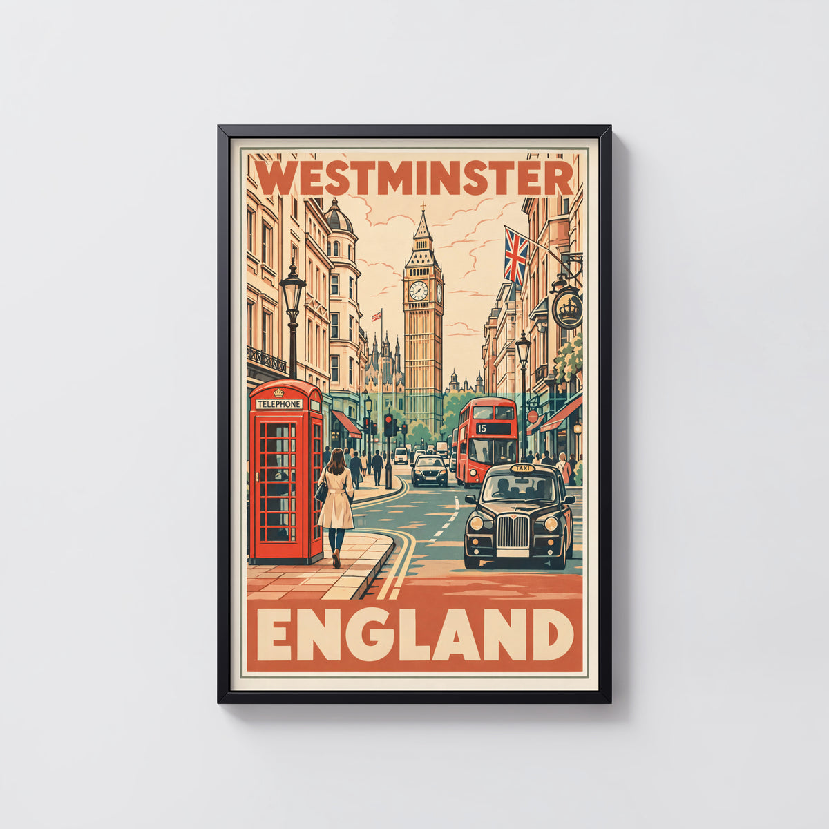 Vintage Westminster London Poster, England Wall Art Print