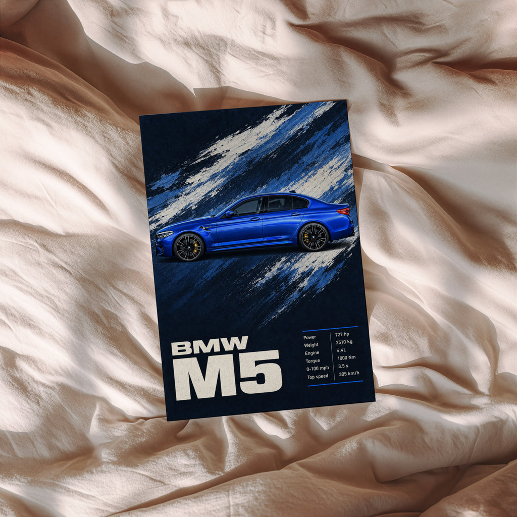Vintage BMW M5 Print, Car Wall Art for Men