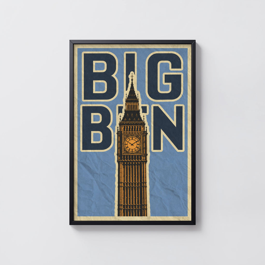 Vintage Big Ben Poster, London Wall Art, England Print