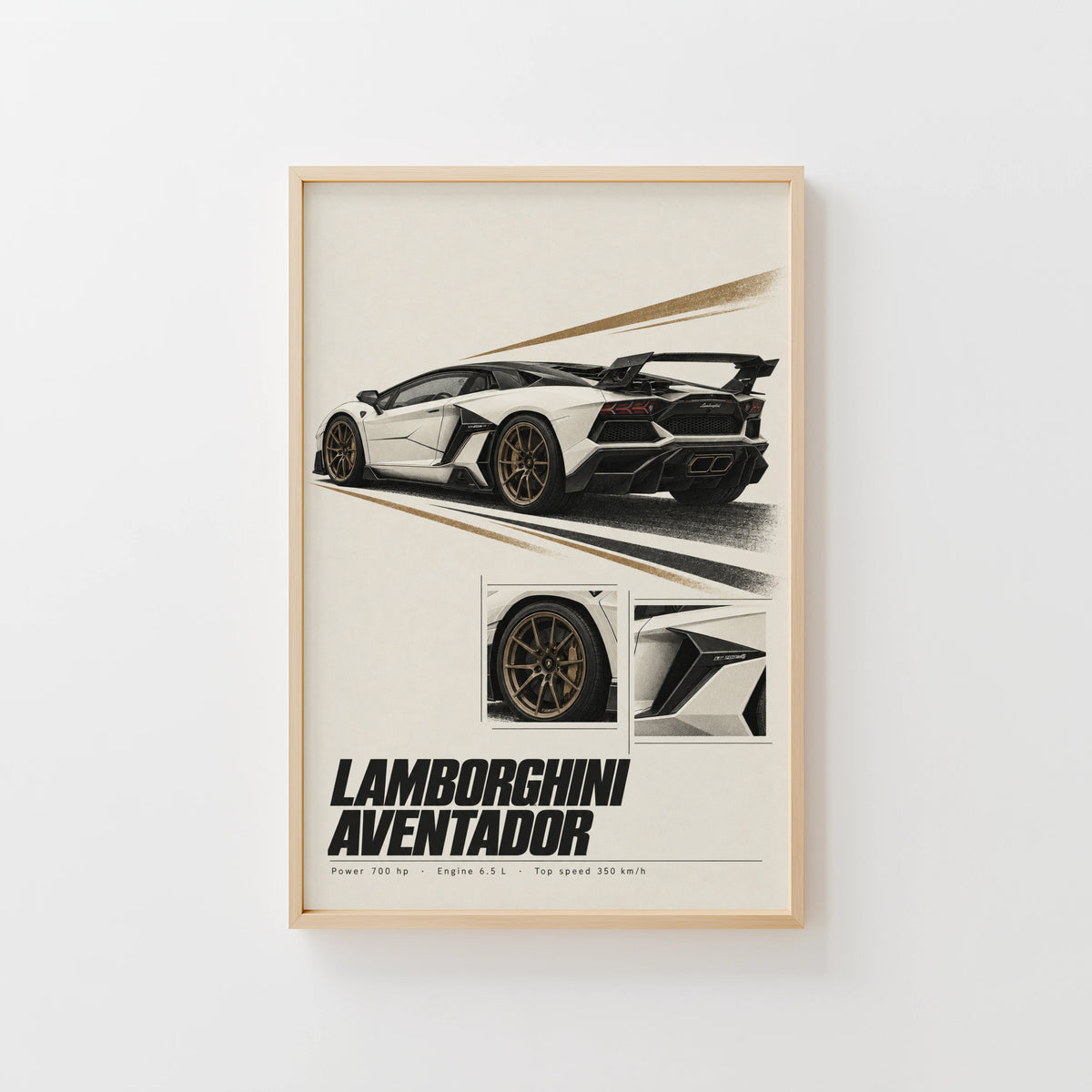 Vintage Lamborghini Aventador Print, Car Poster