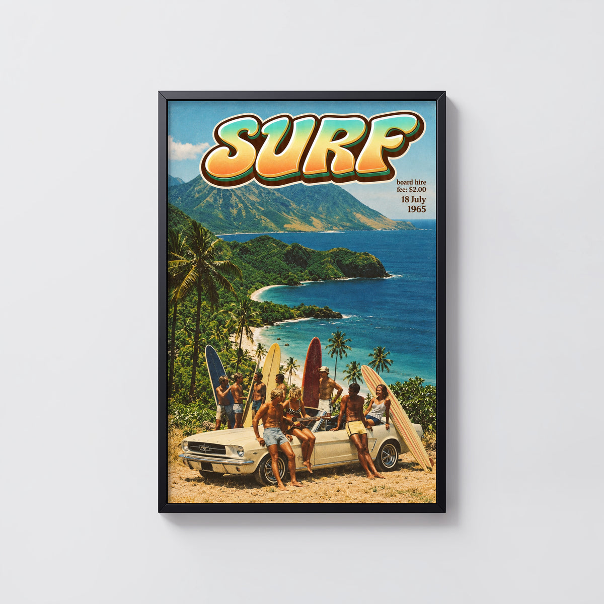 Vintage Surf Print and Poster, Retro Beach Wall Art
