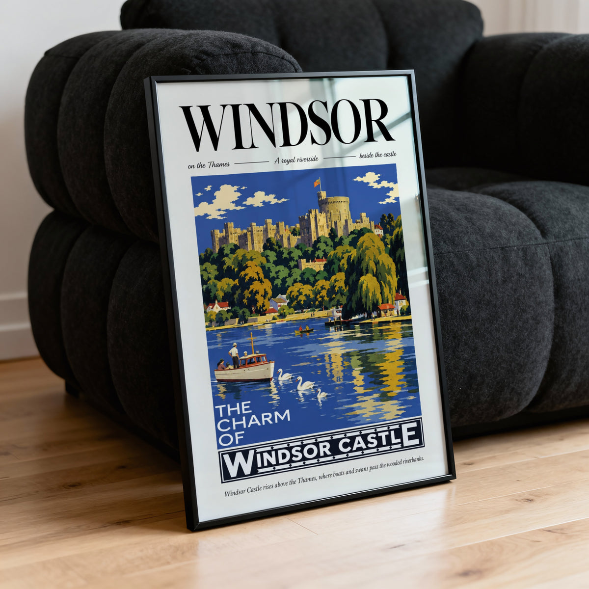 Vintage Windsor Castle Poster, Thames Wall Art
