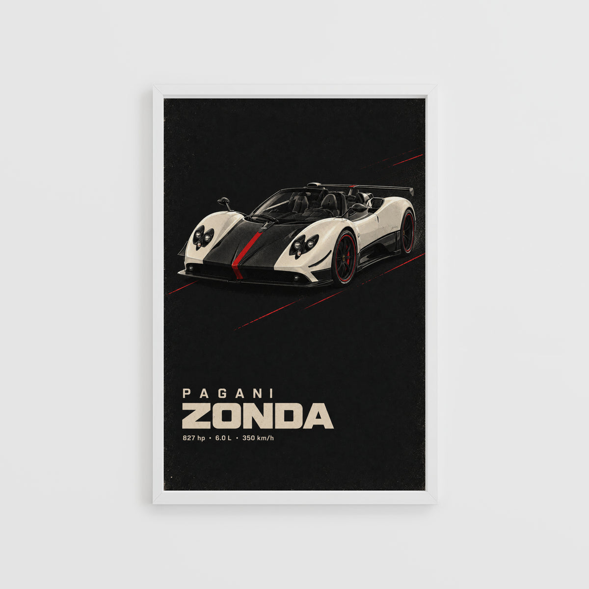 Vintage Pagani Zonda Print, Supercar Wall Art