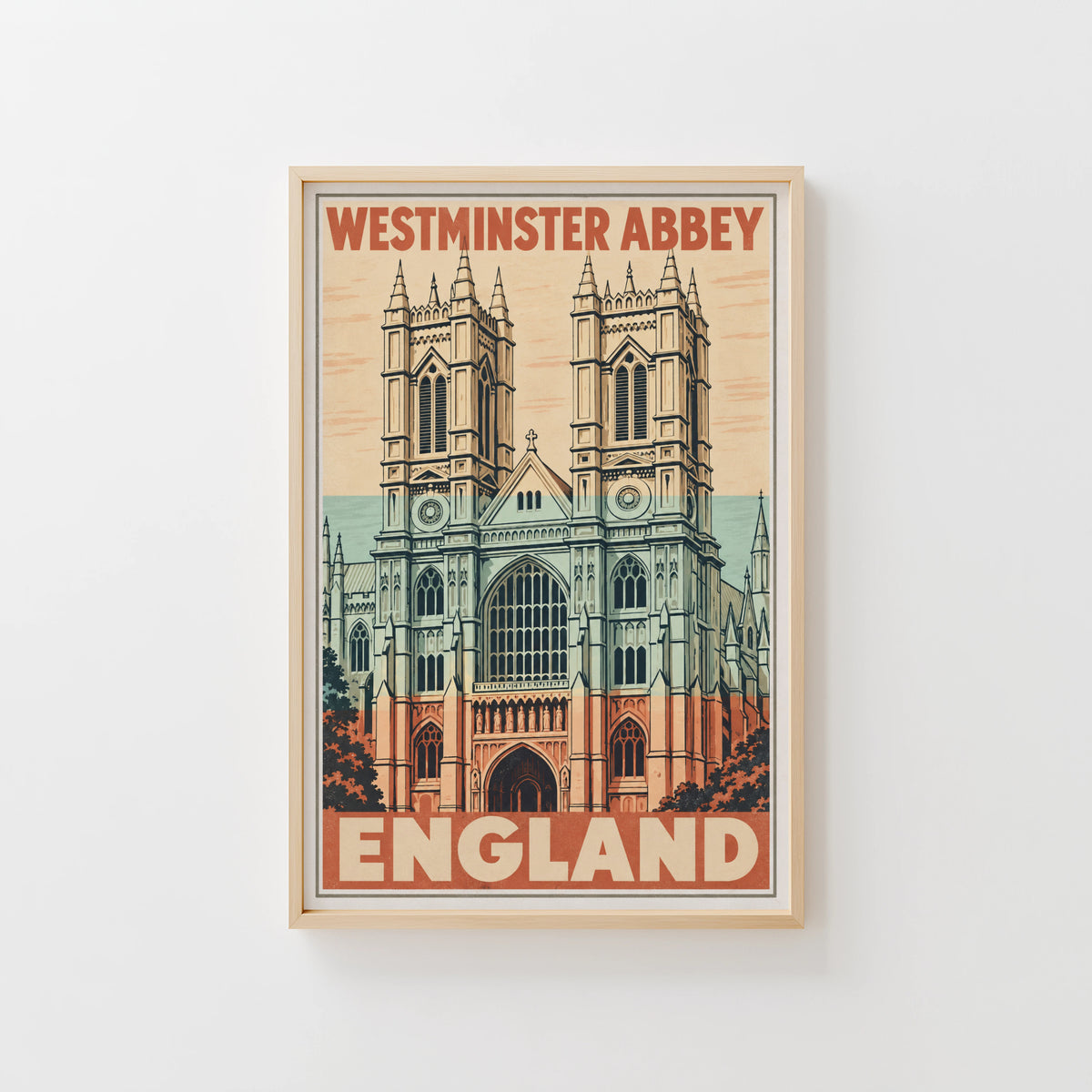 Vintage Westminster Abbey Poster, London Wall Art, Print