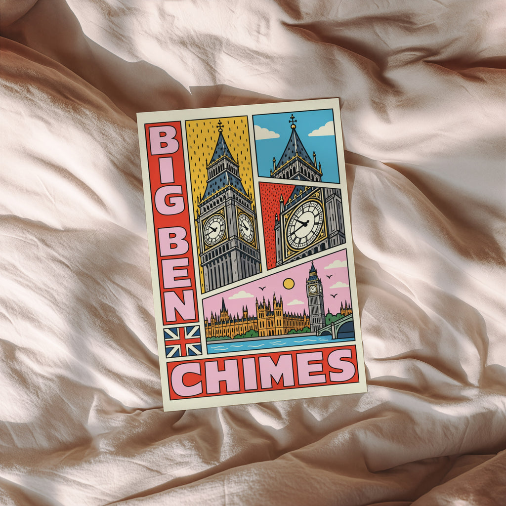 Vintage Big Ben London Poster, Retro Comic Wall Art Print