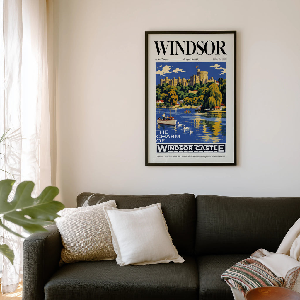 Vintage Windsor Castle Poster, Thames Wall Art