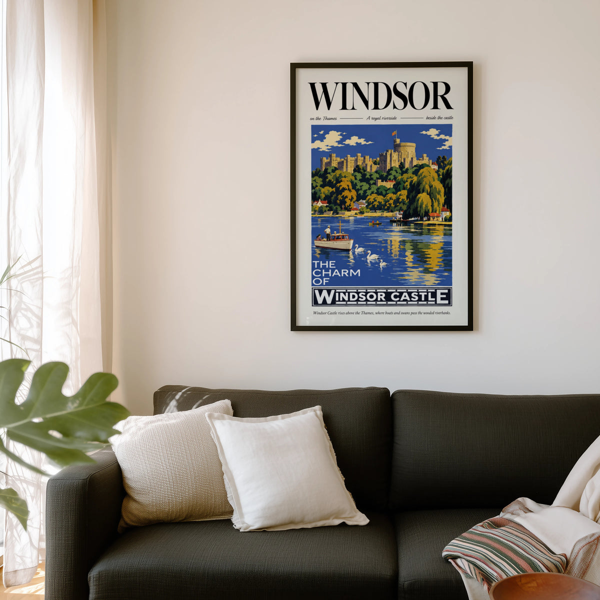 Vintage Windsor Castle Poster, Thames Wall Art