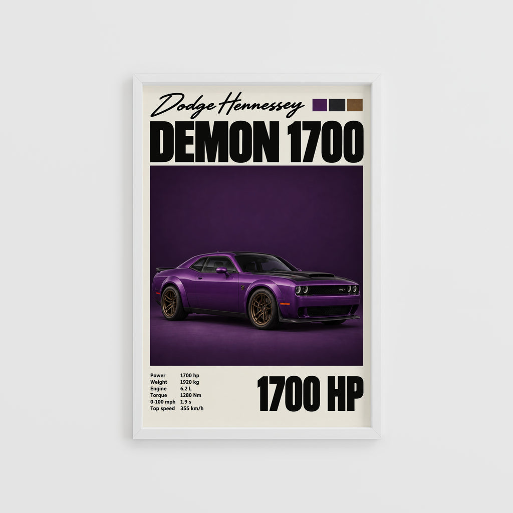 Vintage Dodge Demon Print, Purple Muscle Car Art