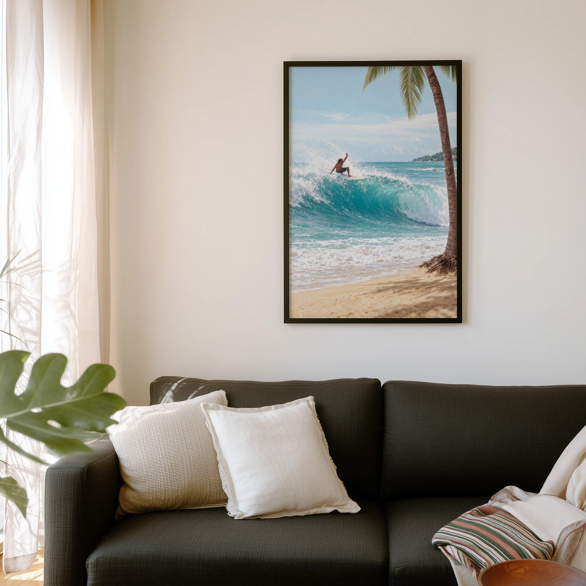 Vintage Surf Print, Surfer Poster, Tropical Beach Wall Art
