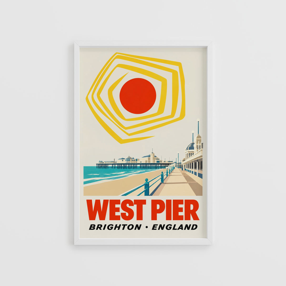 Vintage West Pier Brighton Poster, Seaside Wall Art Print