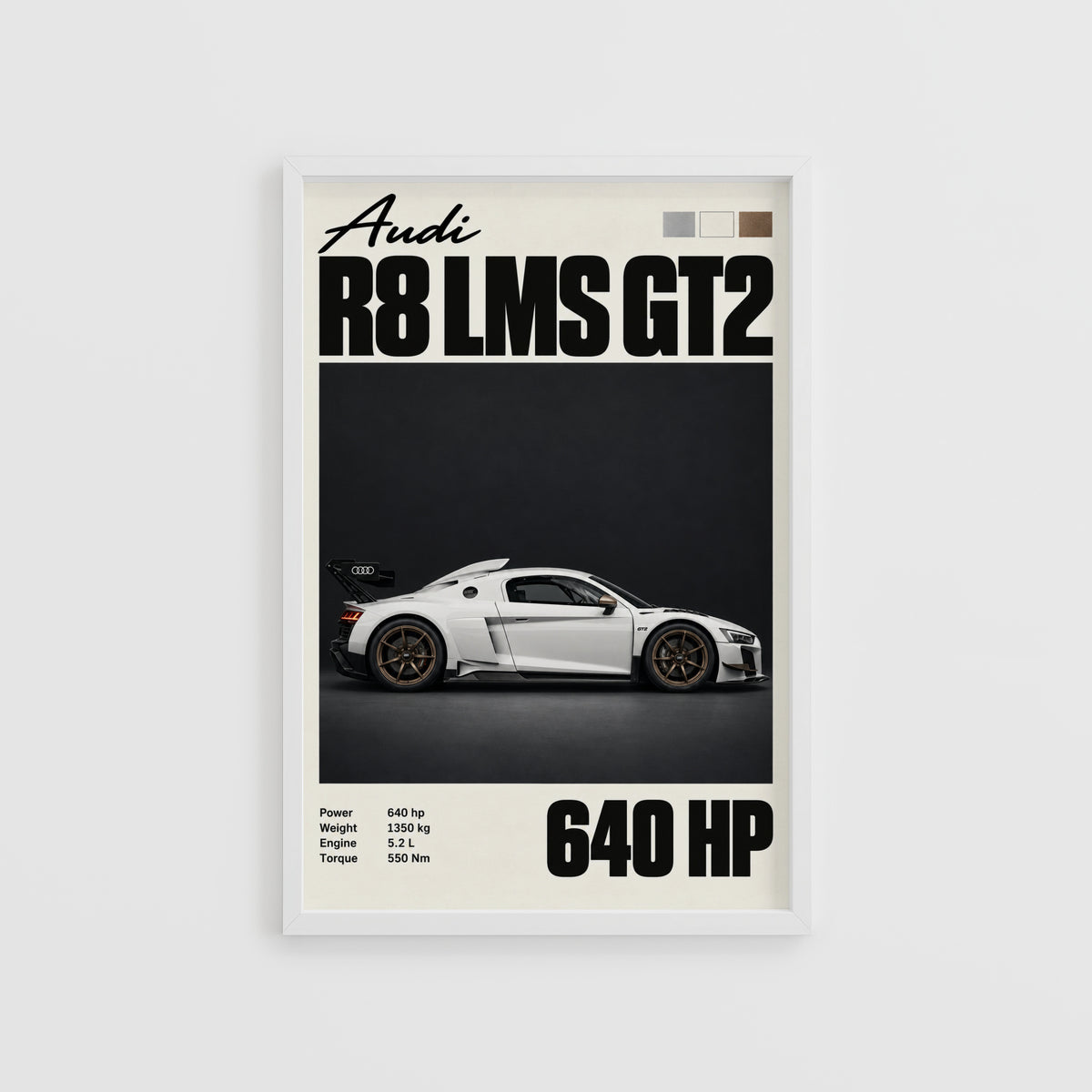 Vintage Audi R8 LMS GT2 Print, Racing Car Wall Art
