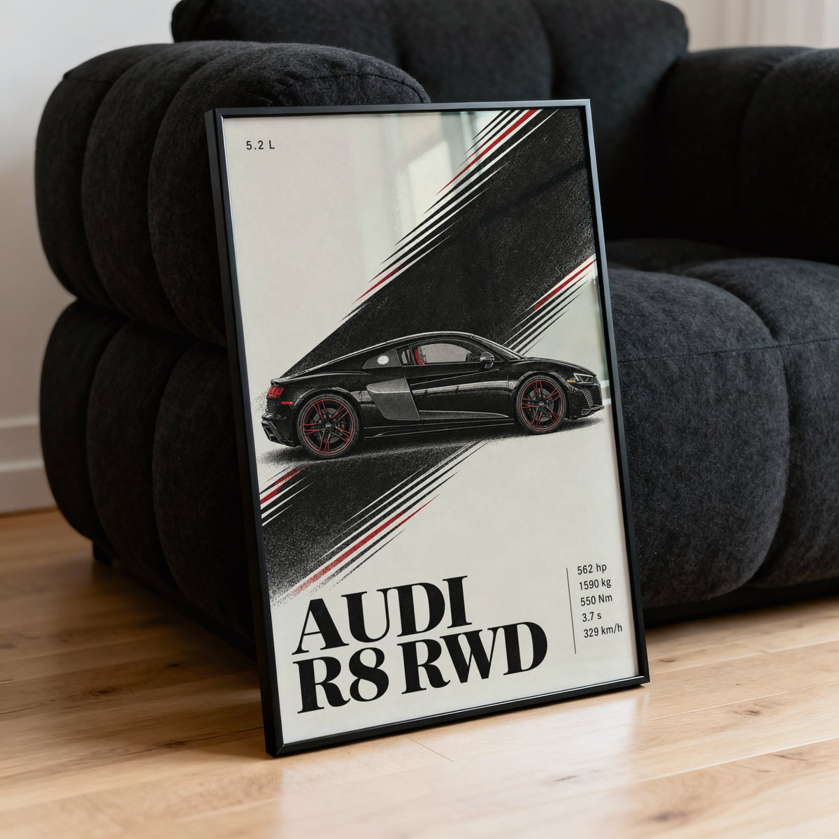 Vintage Audi R8 RWD Print, Car Poster, Supercar Wall Art