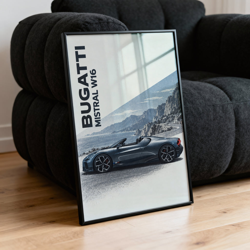 Vintage Bugatti Print, Supercar Wall Art