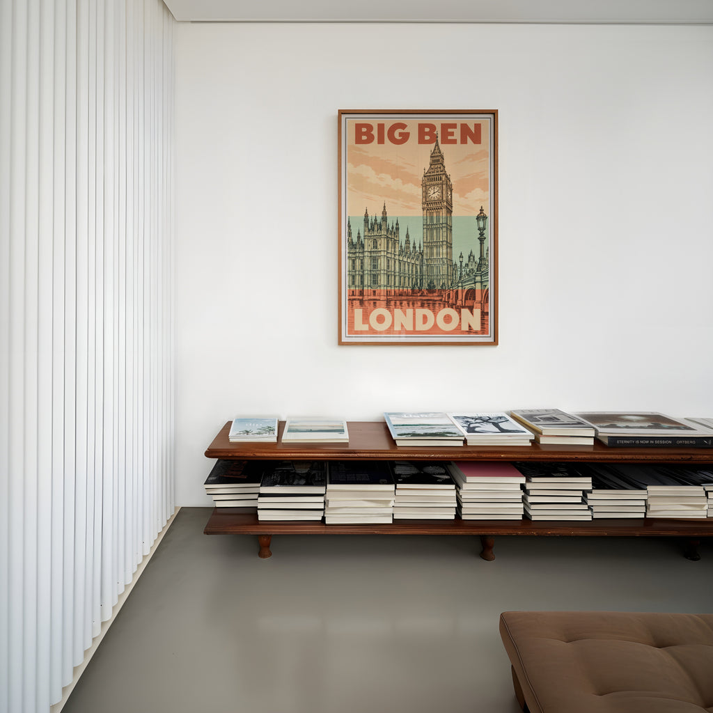 Vintage Big Ben London Poster, Retro Wall Art, Print