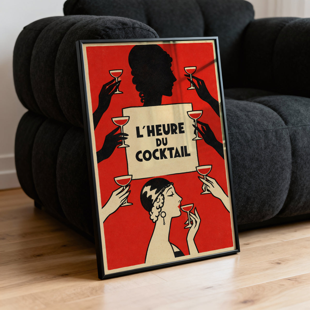 Vintage Art Deco Cocktail Print Poster, Red Bar Wall Art