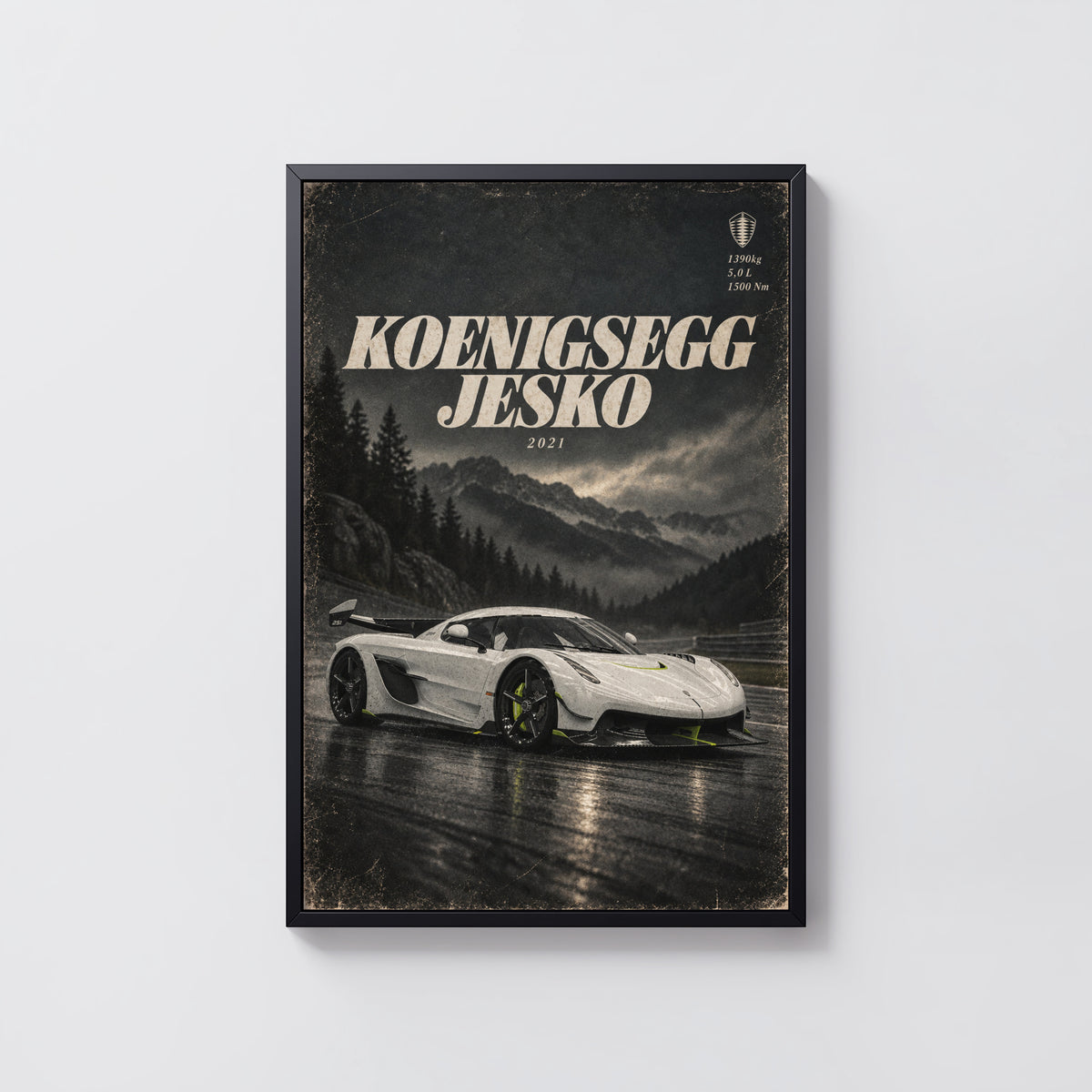 Vintage Koenigsegg Jesko Print, Supercar Wall Art