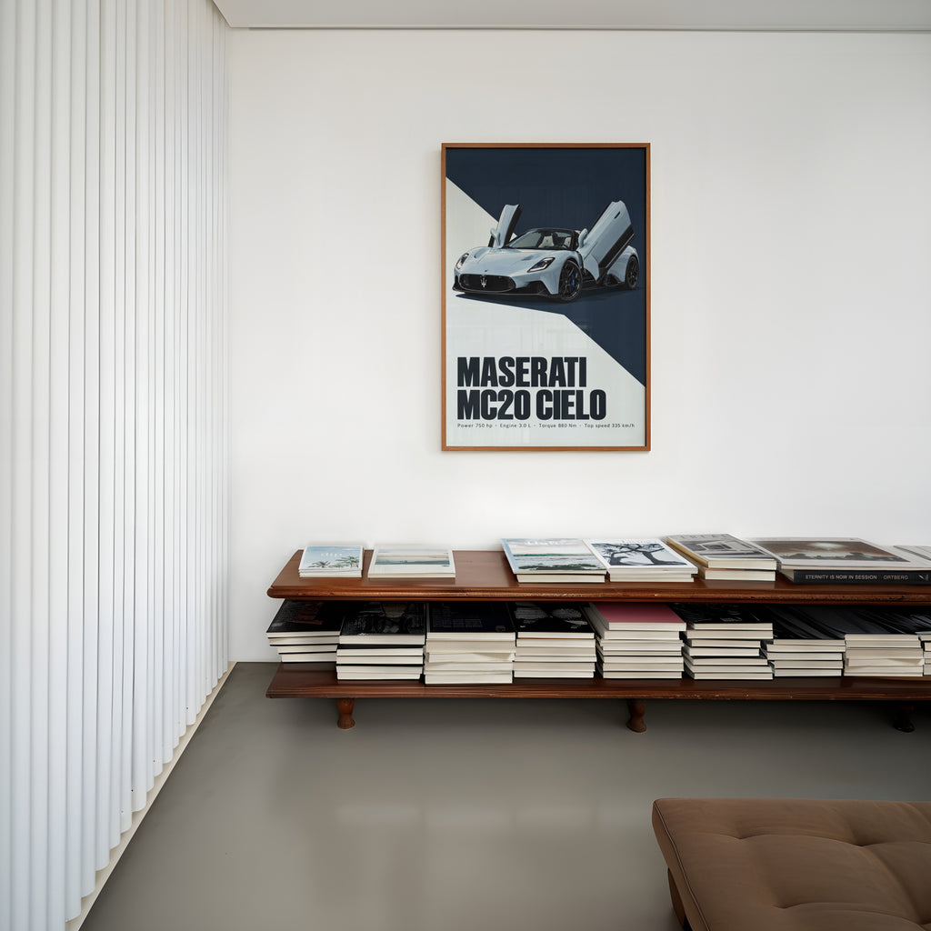Vintage Maserati MC20 Cielo Print, Car Wall Art