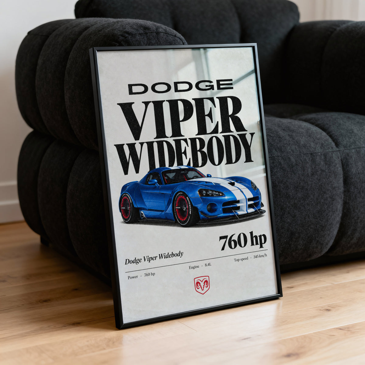 Vintage Dodge Viper Widebody Print, Car Wall Art