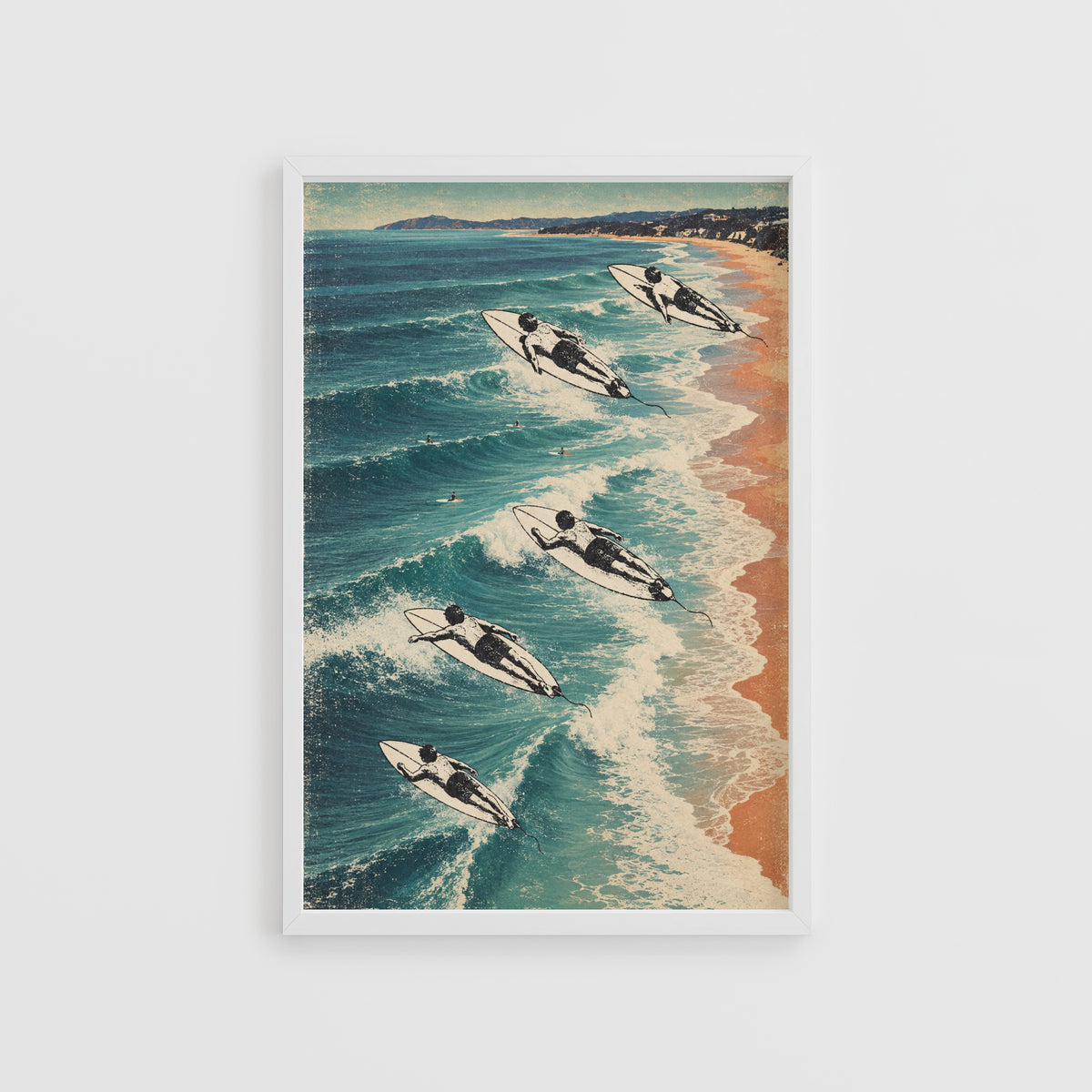 Vintage Surf Print Poster, Biarritz Beach Wall Art