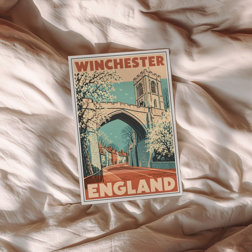 Vintage Winchester England Poster, Travel Wall Art, Print