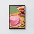 Vintage Coffee Print and Poster, Pink Kitchen Wall Art