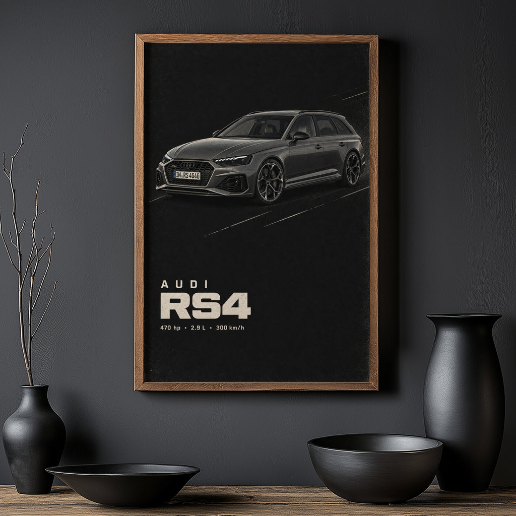 Vintage Audi RS4 Avant Print, Car Wall Art