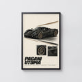 Vintage Pagani Utopia Print, Supercar Wall Art