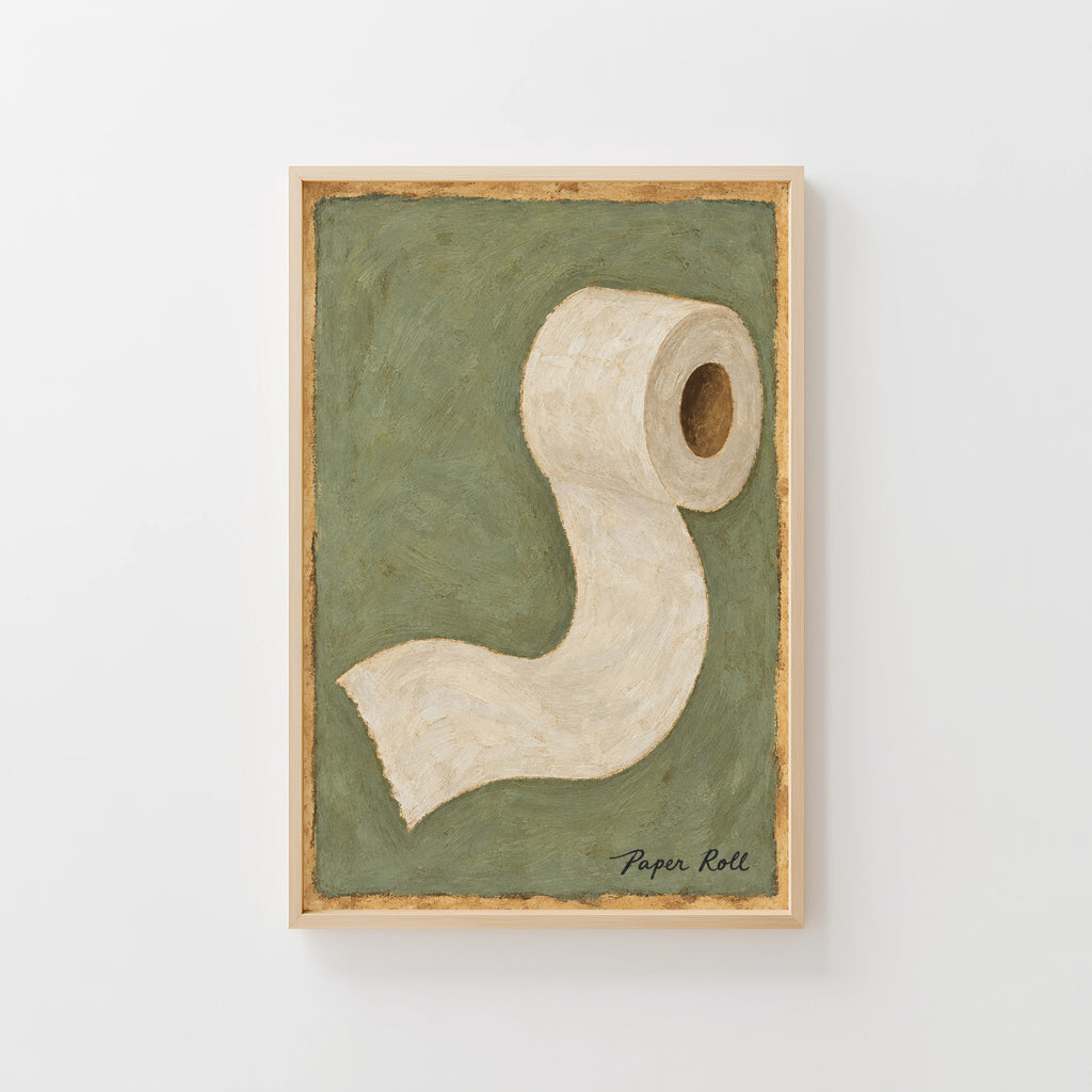 Vintage Toilet Roll Print and Poster, Sage Green Art