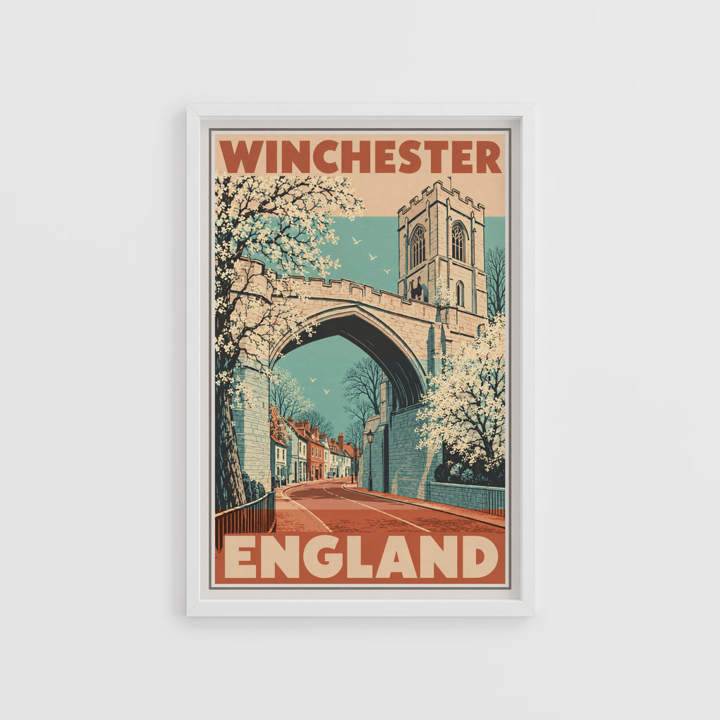 Vintage Winchester England Poster, Travel Wall Art, Print