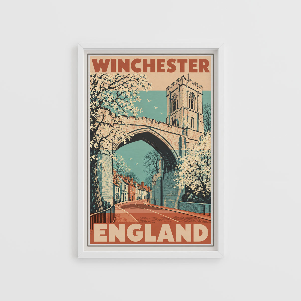Vintage Winchester England Poster, Travel Wall Art, Print