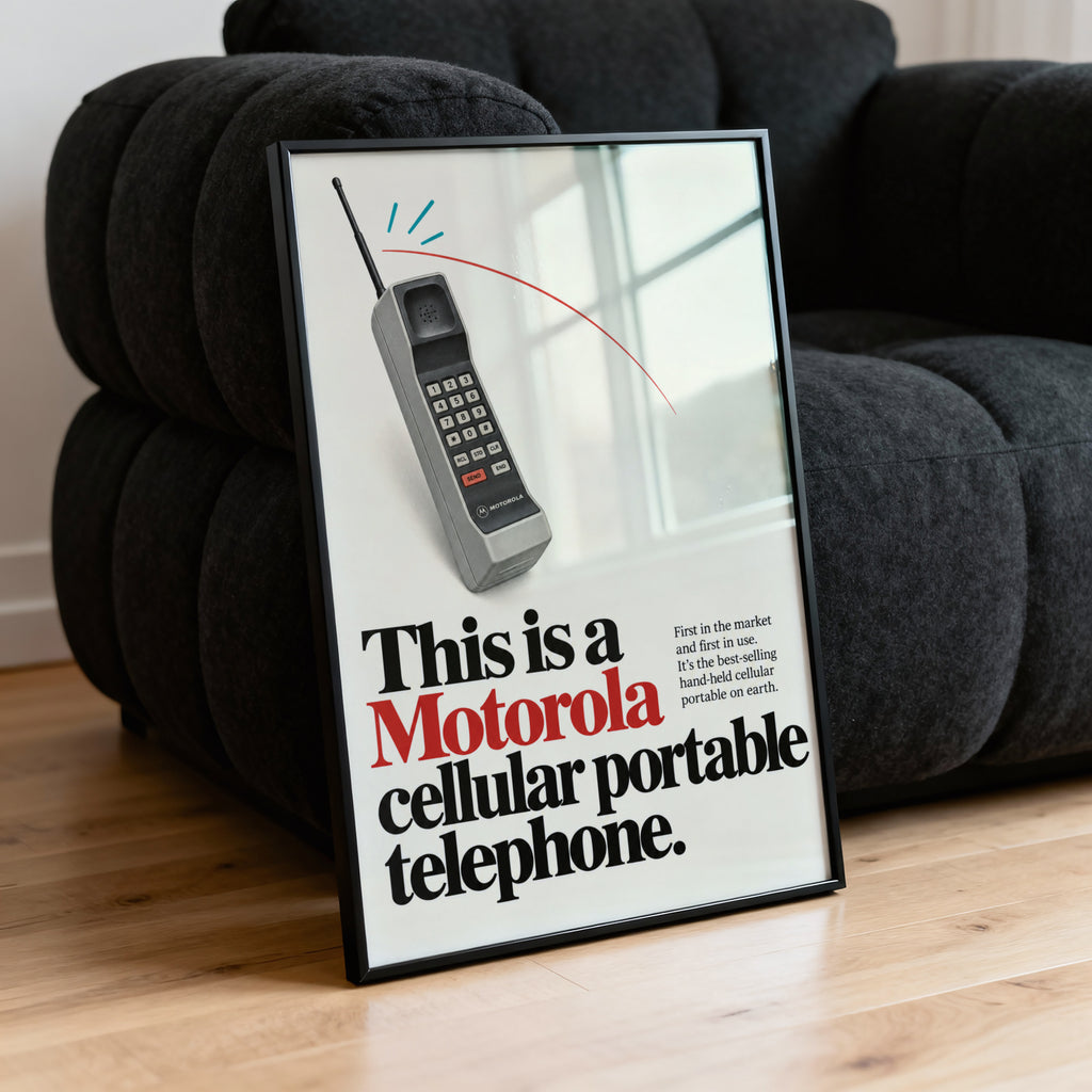 Vintage Motorola Phone Poster, Retro Tech Wall Art Print