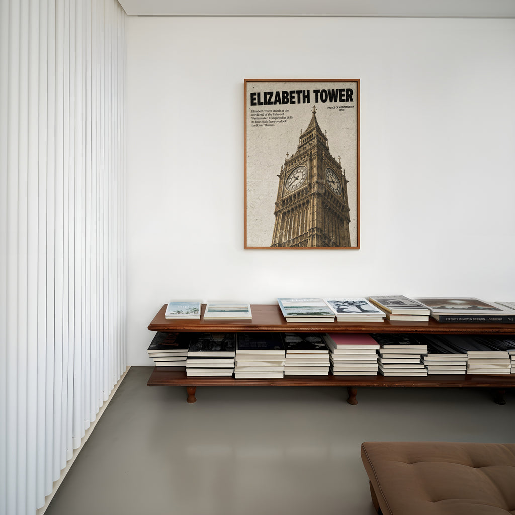 Vintage Elizabeth Tower Poster, London Wall Art Print