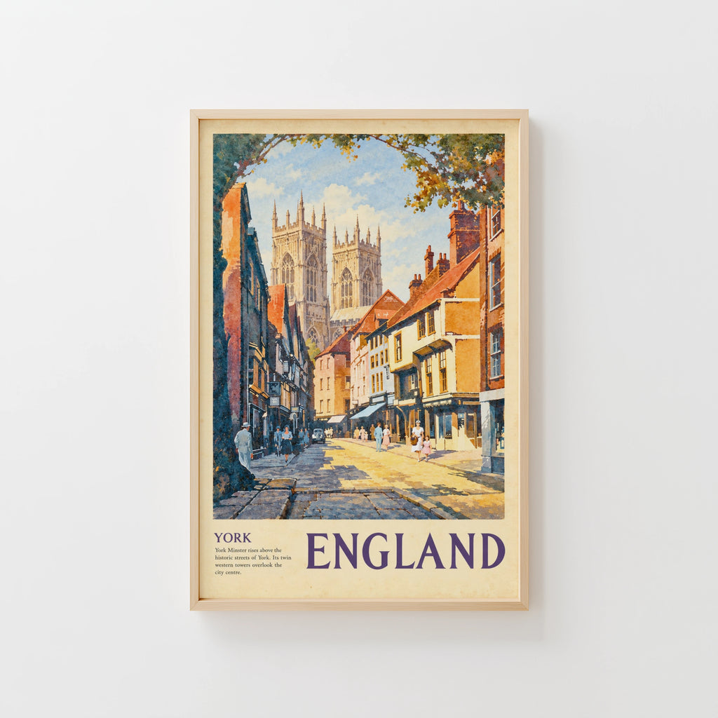 Vintage York Minster Poster, England Wall Art, Print