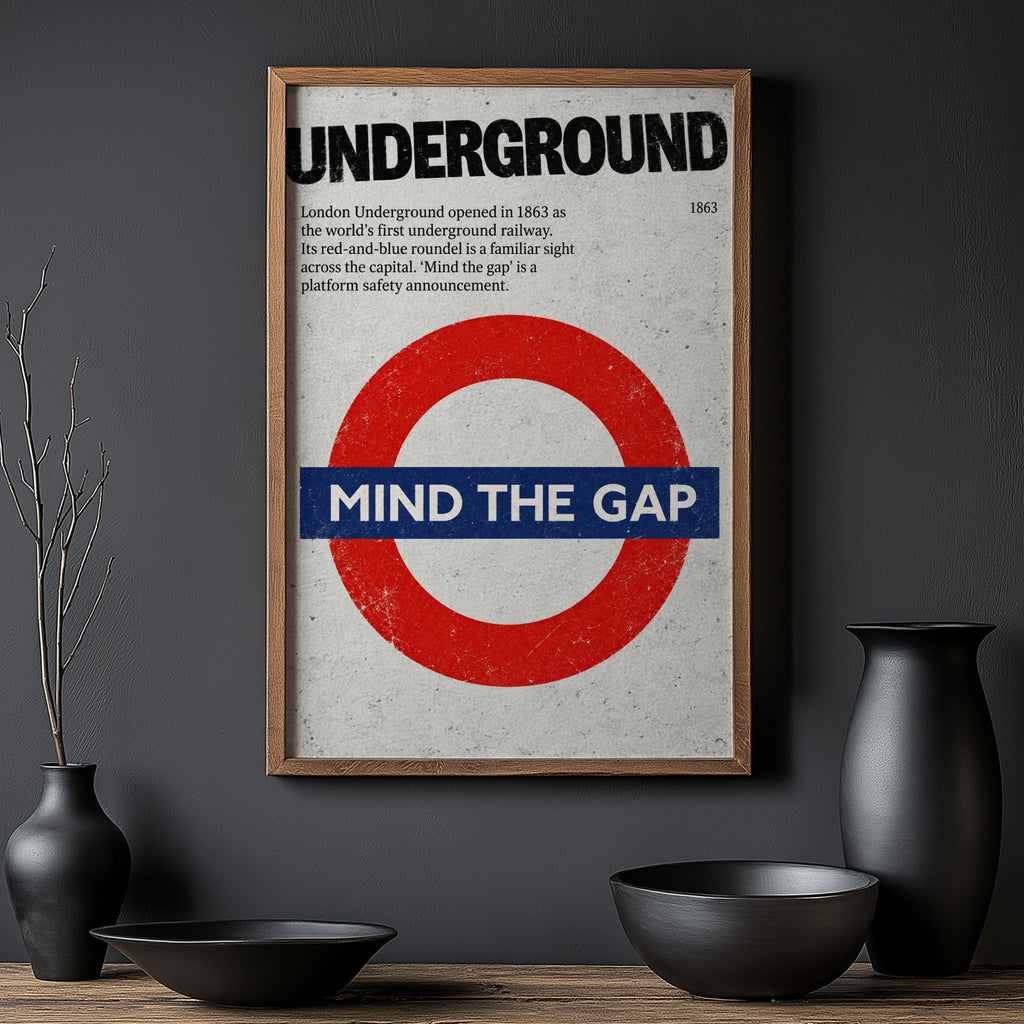 Vintage London Underground Poster, Mind the Gap Print