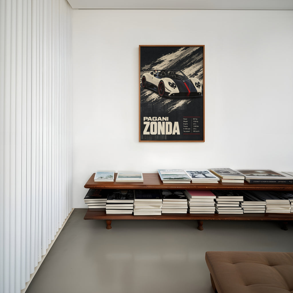 Vintage Pagani Zonda Print, Supercar Wall Art