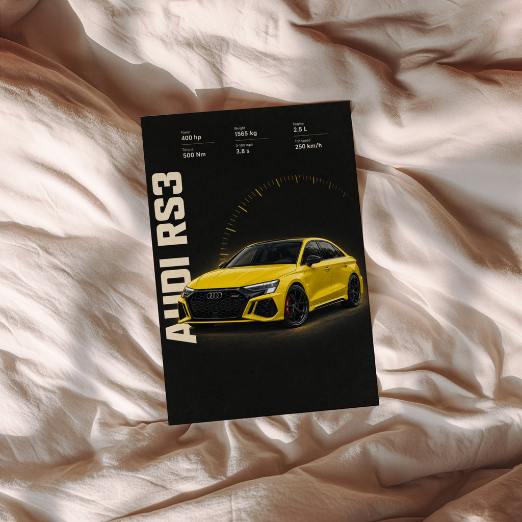 Vintage Audi RS3 Print, Car Wall Art