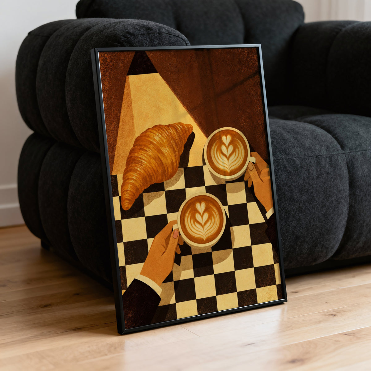 Vintage Coffee Print and Poster, Croissant Cafe Art