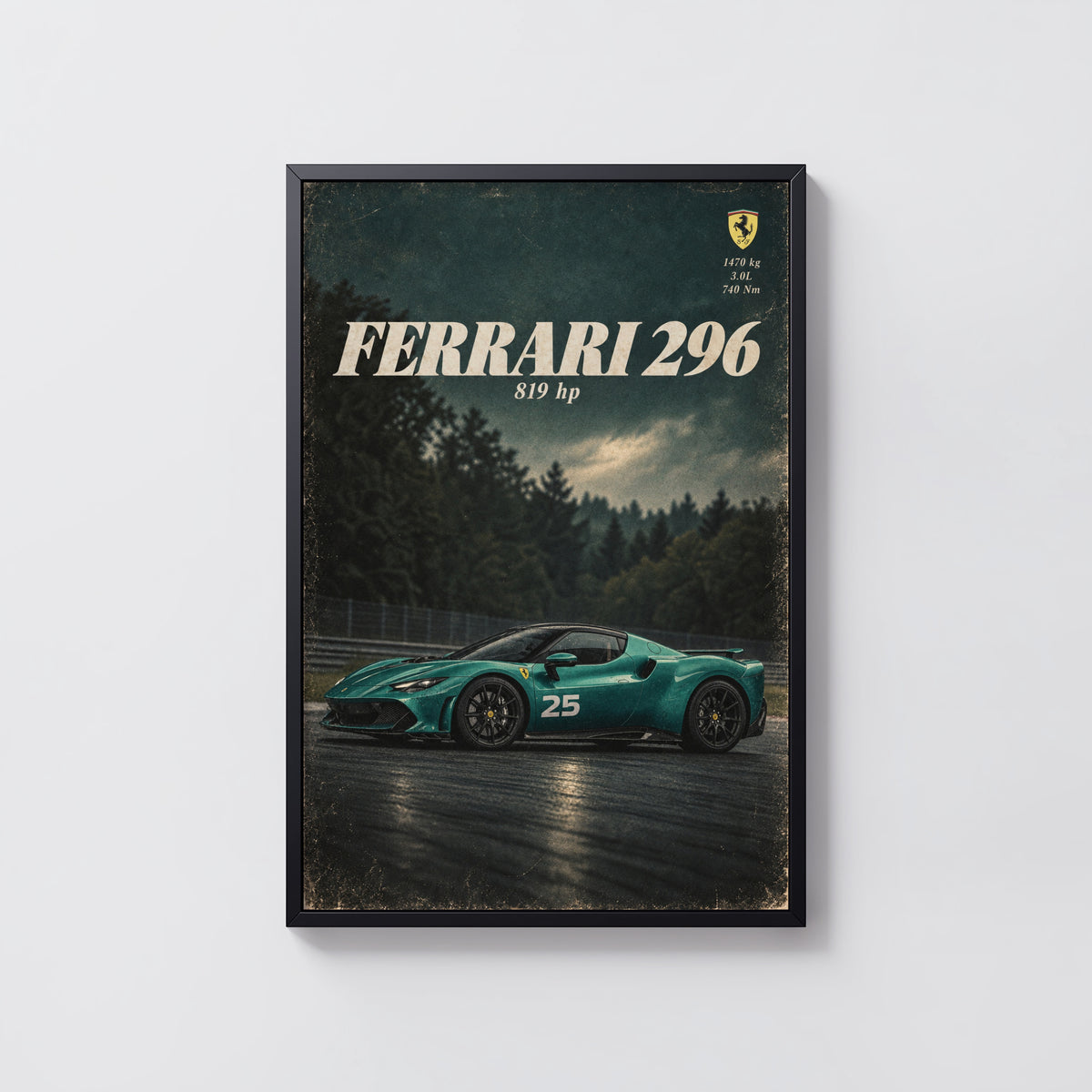 Vintage Ferrari 296 Print, Car Wall Art, Supercar