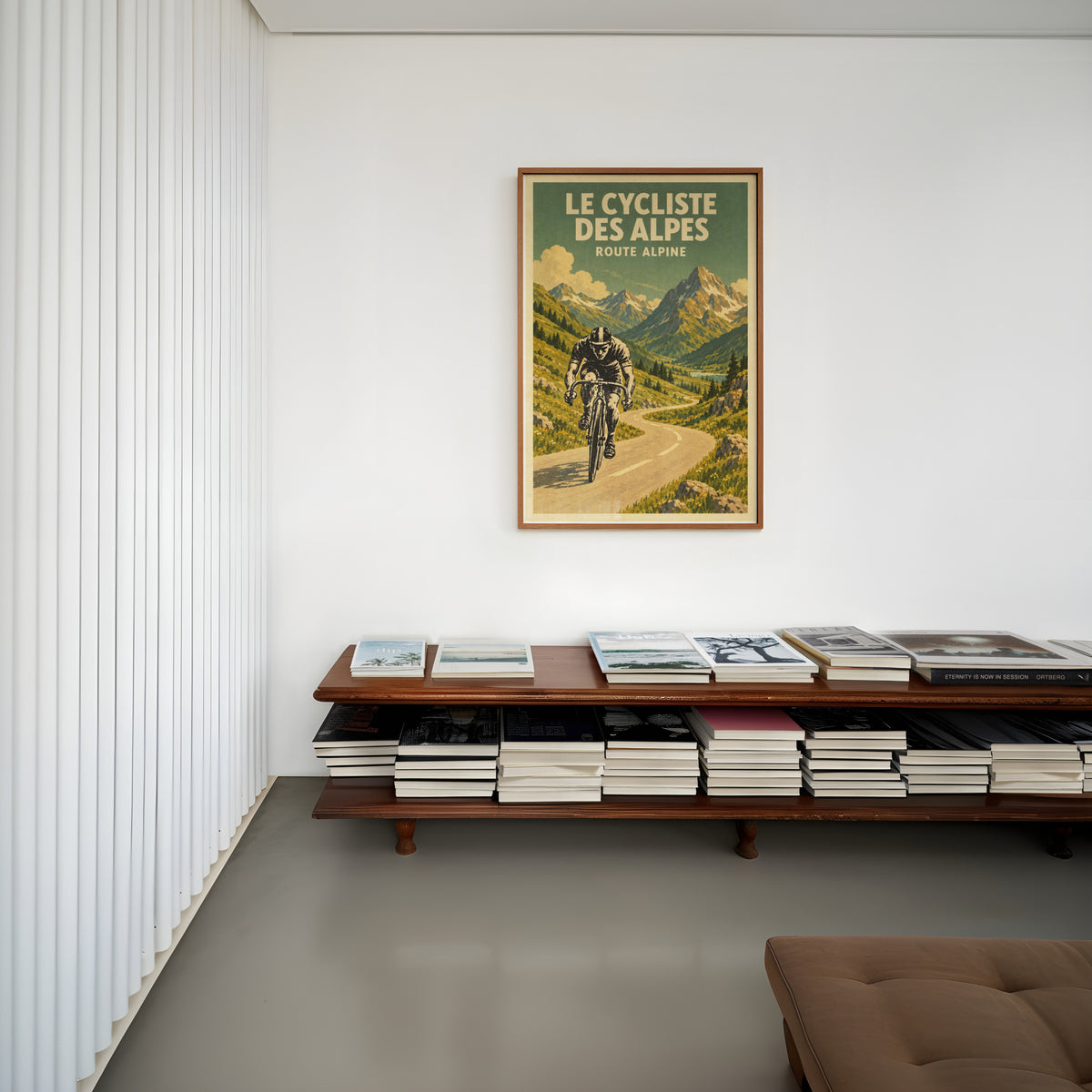 Vintage Alpine Cyclist Poster, Mountain Cycling Wall Art