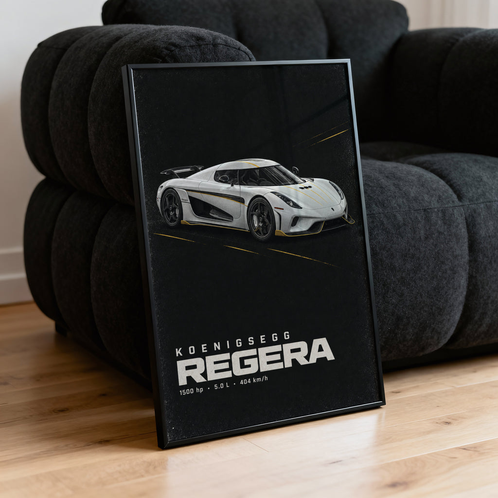 Vintage Koenigsegg Regera Print, Hypercar Wall Art