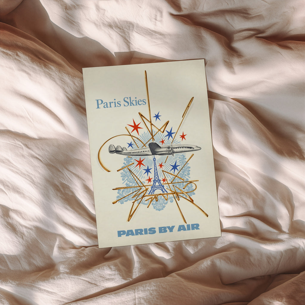 Vintage Paris Poster, Eiffel Tower Wall Art, Travel Print