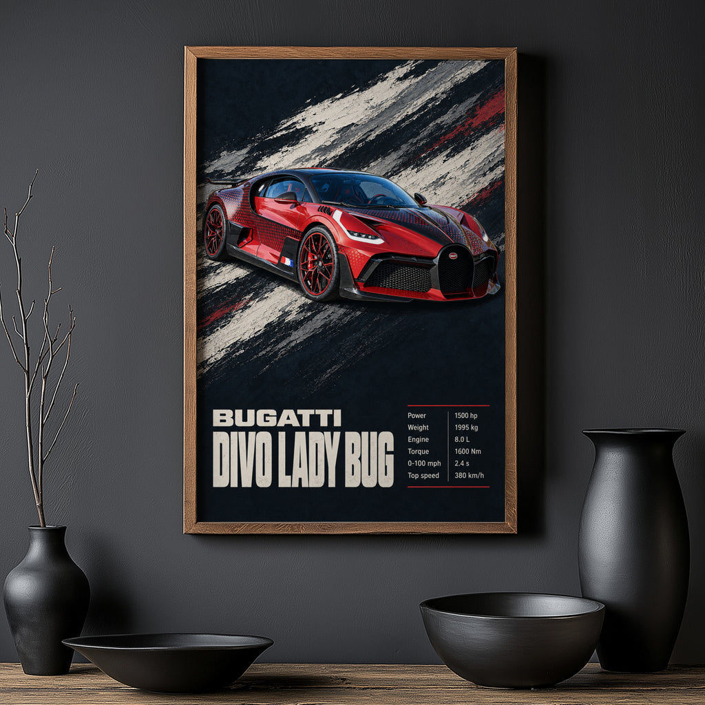 Vintage Bugatti Divo Print, Car Wall Art