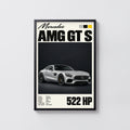 Vintage Mercedes AMG GT S Print, Car Wall Art