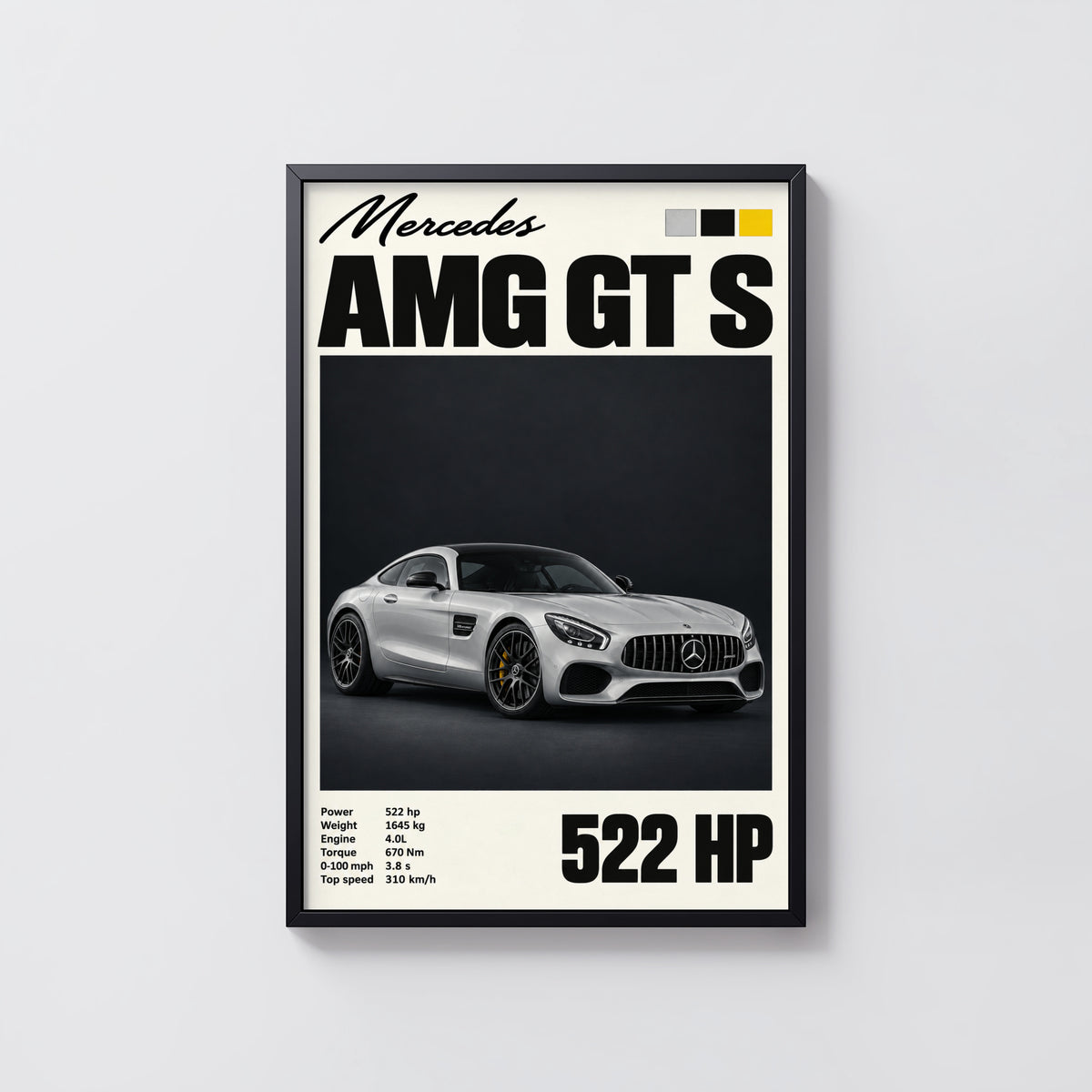 Vintage Mercedes AMG GT S Print, Car Wall Art