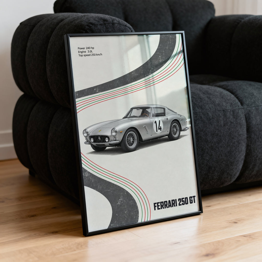 Vintage Ferrari 250 GT Print, Car Wall Art