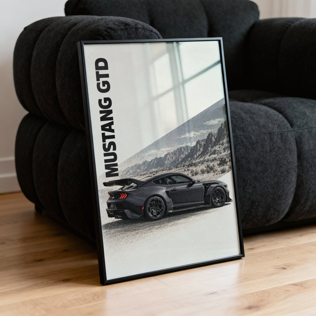 Vintage Mustang GTD Car Print, Garage Wall Art