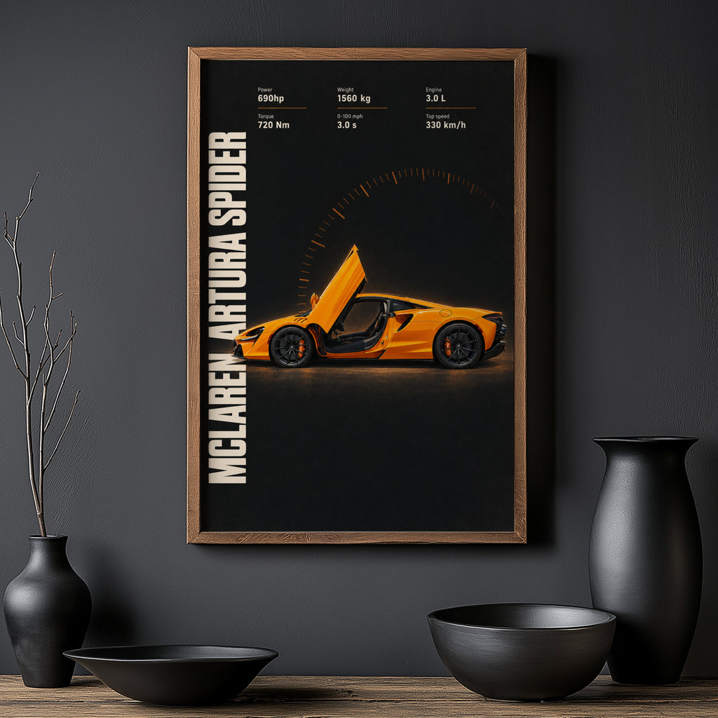 Vintage McLaren Artura Spider Print, Car Wall Art